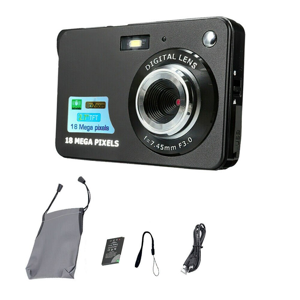 2.7 "TFT 1080P 8MP 8x Zoom appareil photo numérique écran LCD Micro caméra vidéo Mini Anti-secousse Full HD caméscope numérique pour enfant: Black