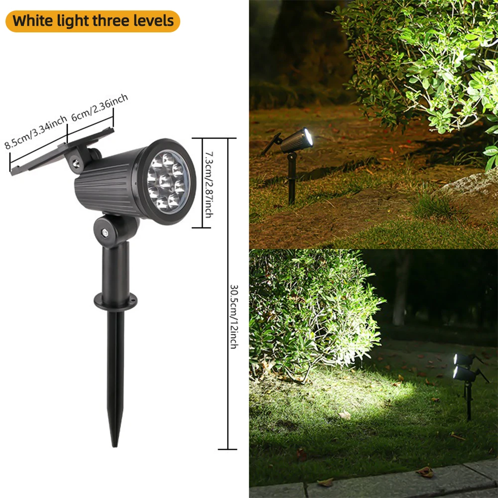 9-LED-Solarstrahler für den Außenbereich, RGB-Solar-Landschaftsbeleuchtung, IP65, wasserdicht, Helligkeit einstellbar, für Garten, Hof, Palmen: Beige / changeable