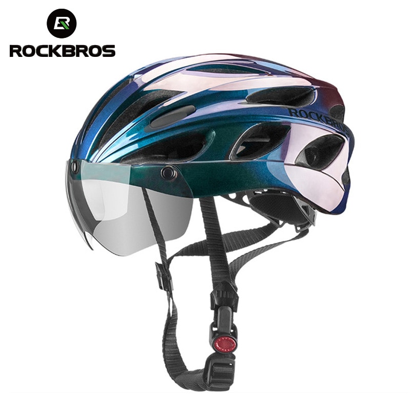 Rockbros Integraal-Gegoten Fiets Helmen Ultralight Magnetische Bril Mtb Mountain Road Fietshelmen Met Bril 57-62 Cm