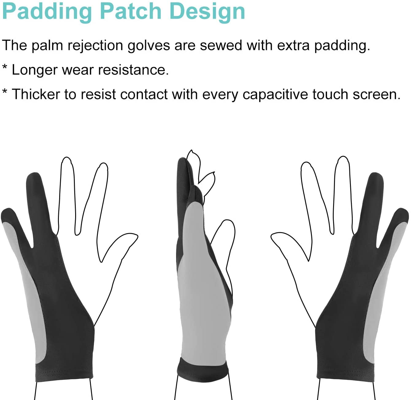 Gants de dessin à rejet de paume, 2 pièces, pour artistes, pour stylo, affichage, papier, peinture artistique, croquis, tablette graphique iPad