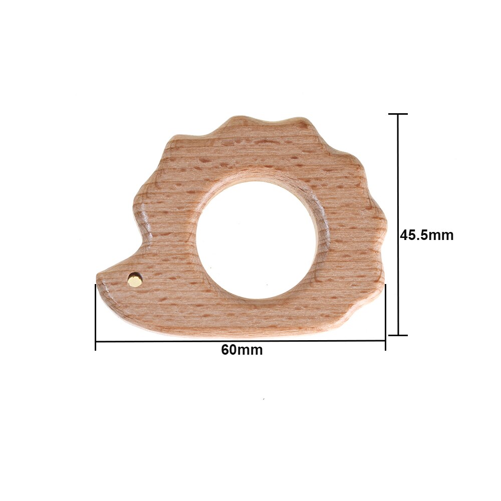 1 Pcs Hedgehog Houten Bijtring Verlichten Tanden Pijn Cartoon Animal Shape Baby Chewable Beukenhout Bijtring: Default Title