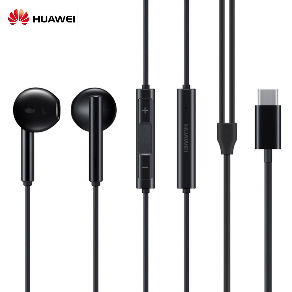 Riginal Huawei CM33 Oortelefoon Usb Type-C In Ear Hearphone Headset Mic Volume Huawei Mate 10 Pro 20 X rs P20 30 P40 Honor 7 8 V8: Black