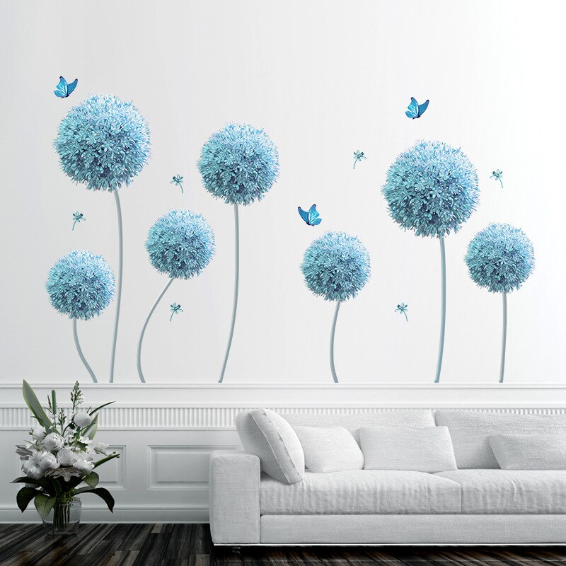 Large Blue Flower wall Stickers Home Decor Wall Decals 3d Wall Sticker Flower Living Room Decoration Large Vinyl Wall Murals