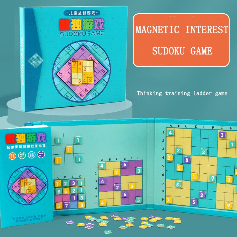 Digitalt børnespil skak ni-kvadratgitter sudoku-puslespil magnetisk fyldt digitalt træpuslespil børnelegetøj: Default Title