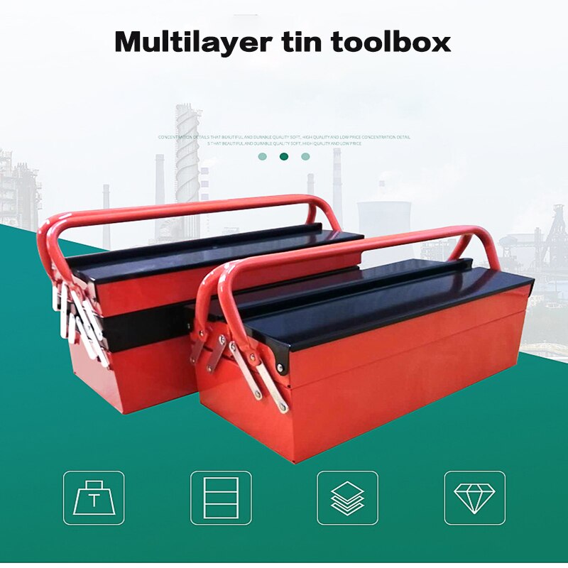 Large Two-layer Three-layer Folding Toolbox Multifunctional Household Toolbox Portable Car Iron Tool Box
