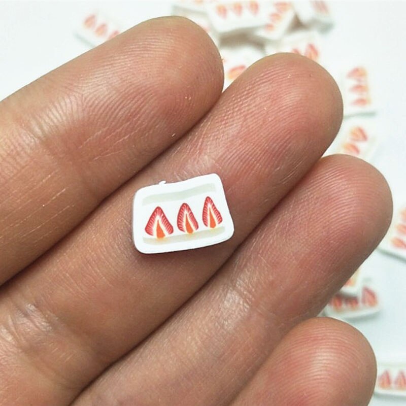 100g polymer ler simulering jordbær kage drys til håndværk diy nail art skiver slim fremstilling tilbehør :10mm