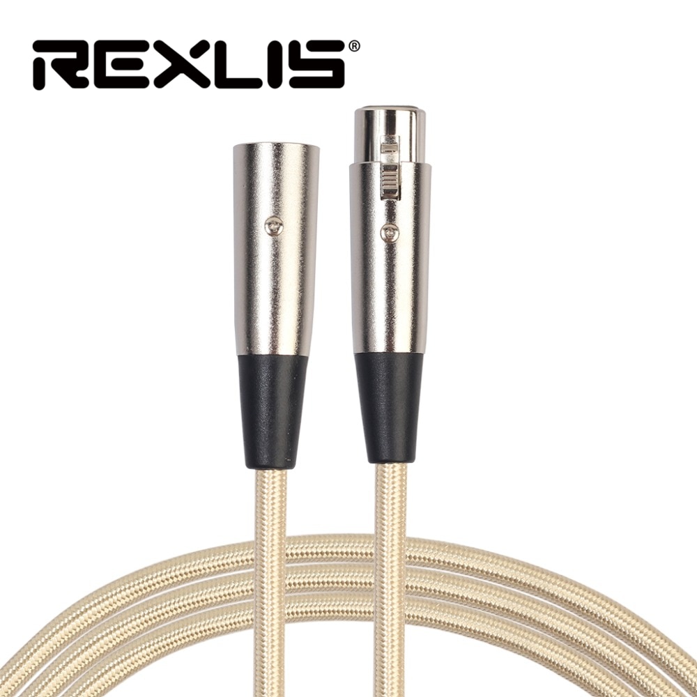 3- pins xlr mannelijke naar vrouwelijke microfoon audiokabel verlengkabel audio gevlochten afscherming microfoonkabel gouden draad lijn 0.3m/1m/1.8m/3m