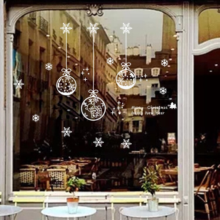 Hvide snefnug kugle glasvæg klistermærke til juledekoration elektrostatisk film vindue klistermærke butiksvinduer vinterelement