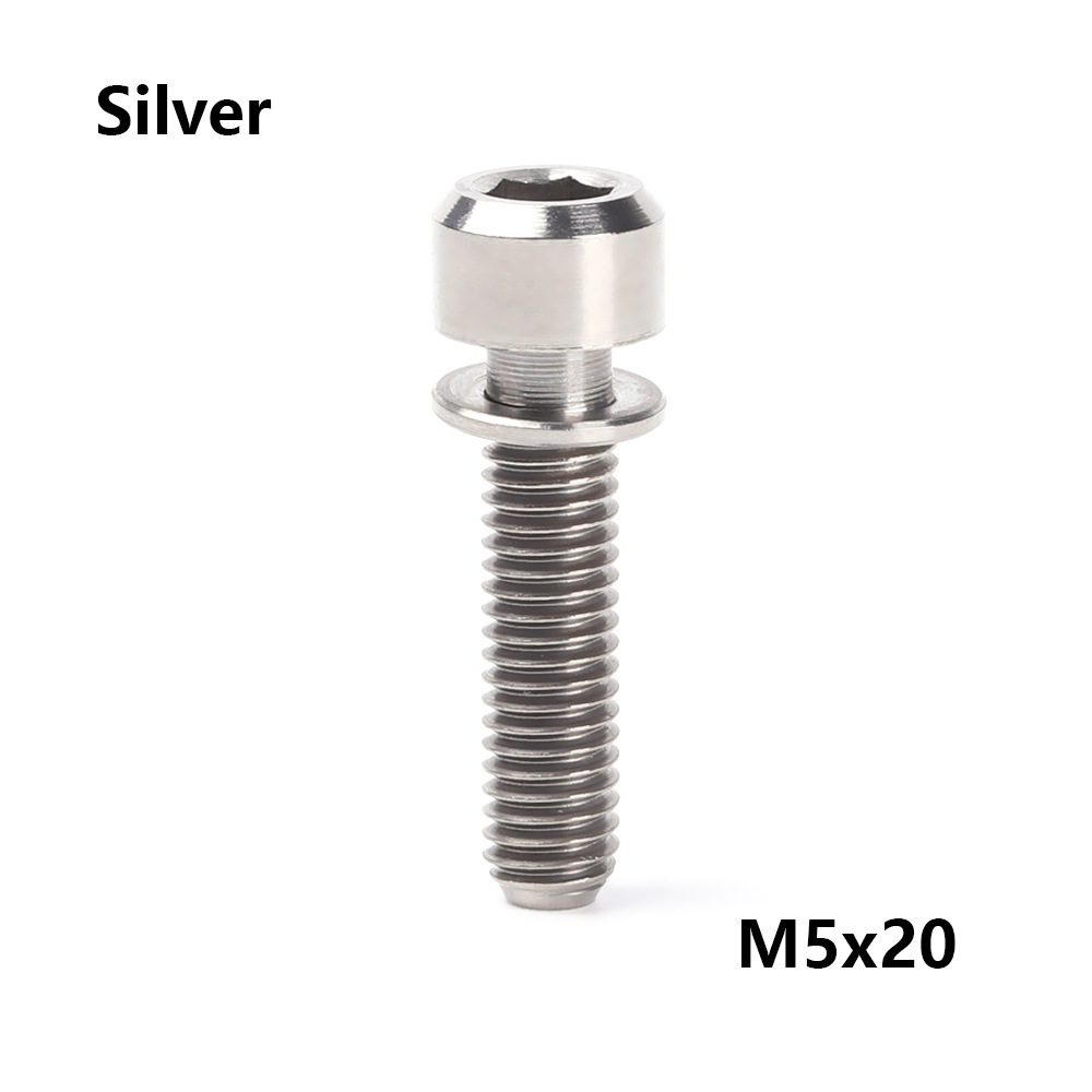 Tc4 m5 16mm/18mm/20mm titan stamme festebolter for sykkel mtb sykkel stamme skruer faste bolter sykkel sykkel deler 3 farger: M5 x 20- sølv