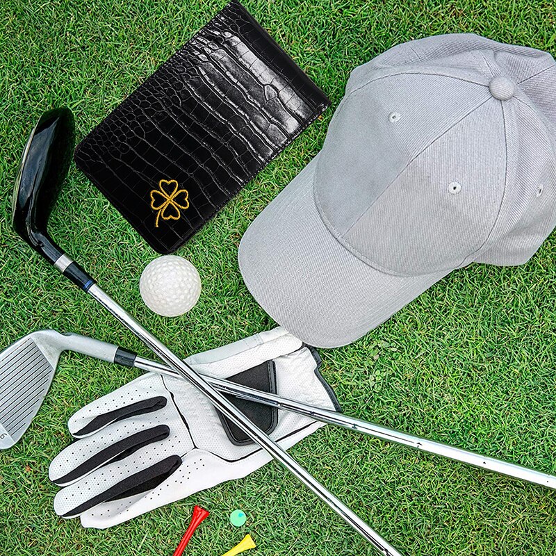 Funda de cuero PU para tarjeta de puntuación de Golf, soporte para tarjeta de puntuación de golfista con lápiz, suministros de ayuda de entrenamiento, accesorios,