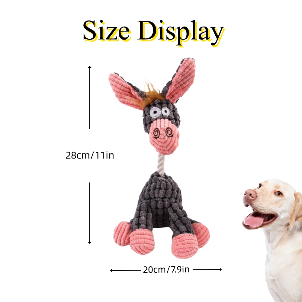 Brinquedo de pelúcia para cachorro, burro de pelúcia, brinquedo para cães de estimação, resistente à mordida, brinquedo com casca bb, brinquedos estridentes para cães, produtos para animais de estimação, acessórios para cães