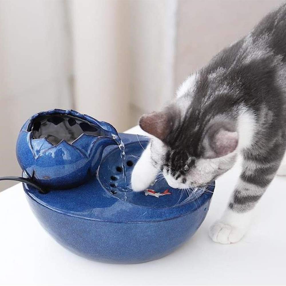 Elektrisk keramisk drikkefontæne til katte hunde drikkeskål automatisk kat vandfontænedispenser kæledyrsprodukter madskål