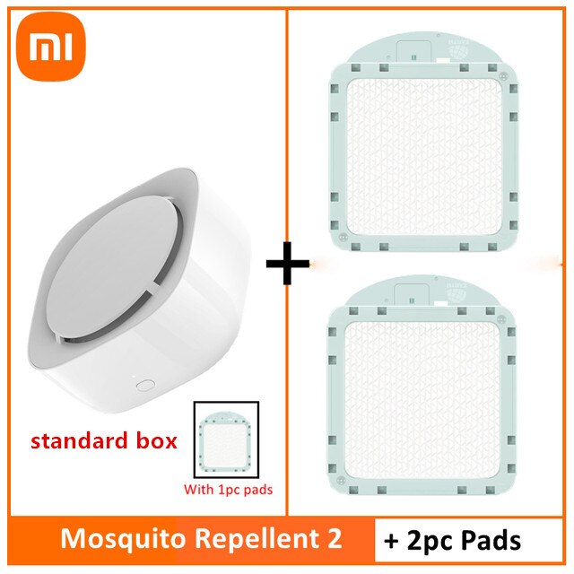 Xiaomi-repelente de mosquitos inteligente 2, repelente de mosquitos no tóxico, recargable por USB, funciona con la aplicación Mijia,: add 2pcs pads