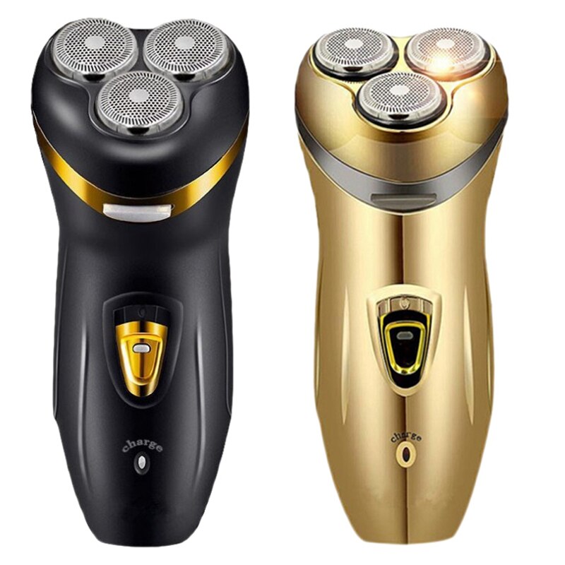 Afeitadora eléctrica 3D para hombres maquinilla de afeitar recargable USB cortadora de barba portátil con 3 cuchillas para afeitado (negro)