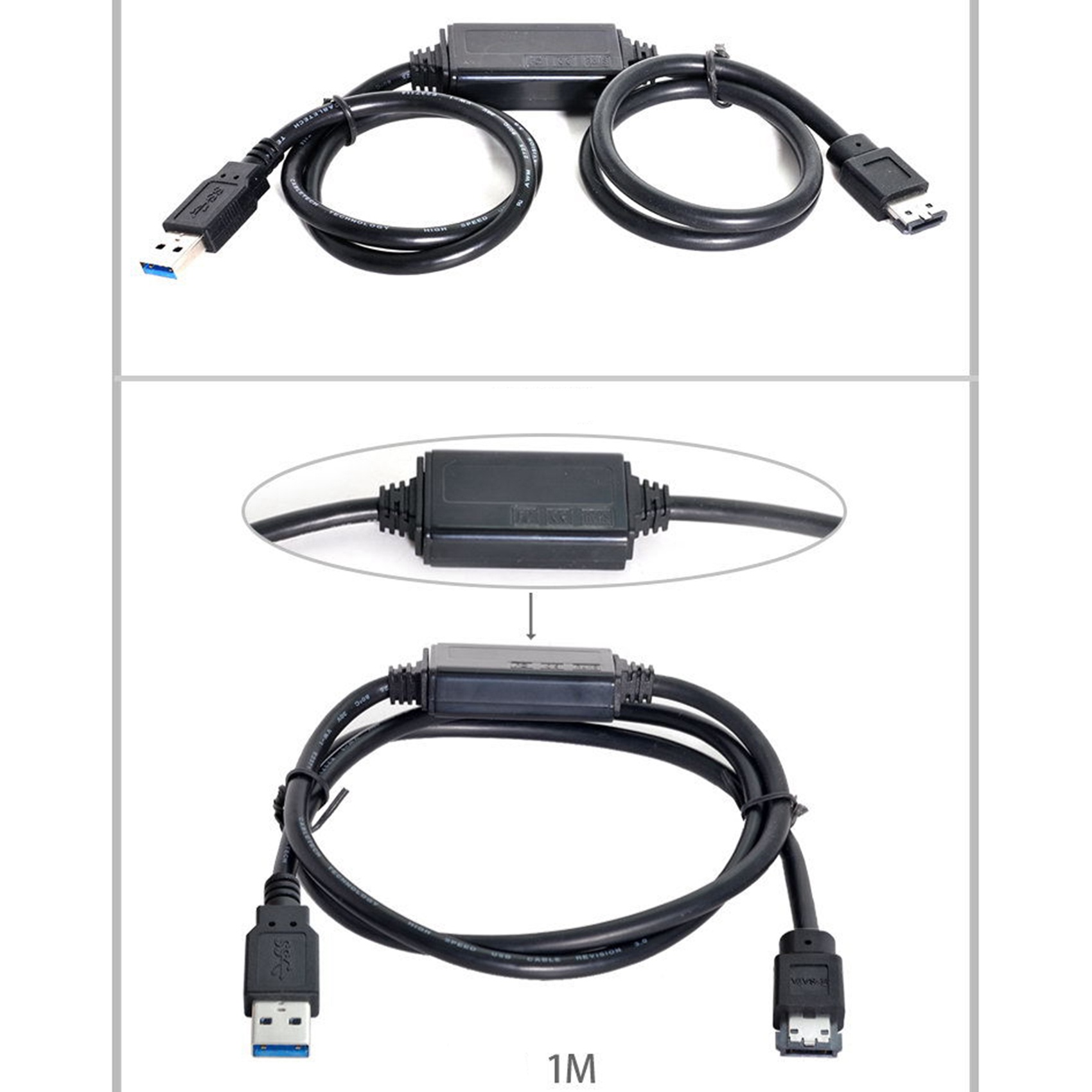 M16KPower nad ESATA DC 5V adapter zasilania na USB 3.0 USB3.0 na HDD/SSD/dziwne Kabel konwertera zasilania ESATA 1M