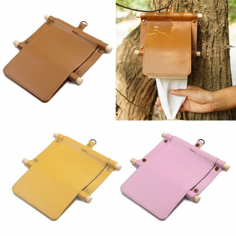 Soporte para colgar pañuelos, caja de pañuelos de papel PU, portarrollos de papel para acampar, 6x dB