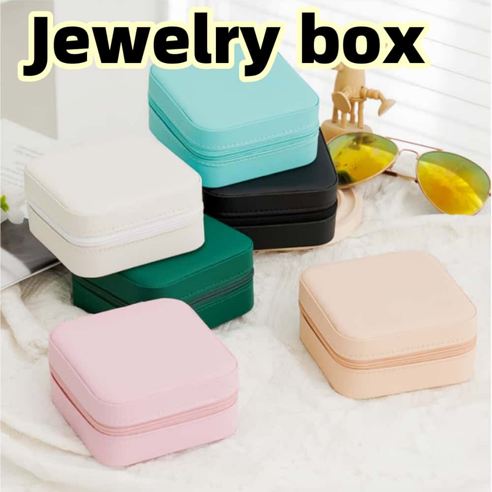 Boîte à bijoux carrée, boîte de rangement de bijoux portable, boîte de rangement portable pour bagues, boucles d'oreilles, colliers (plusieurs couleurs)
