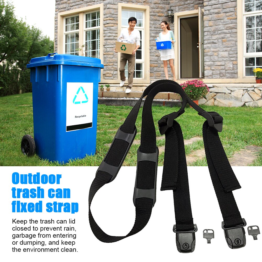 Preventing Messy Park Adjustable Belt Public Places Secure Fixing Trash Can Lid Garbage Lock Rope Webbing Outdoor Bin Strap