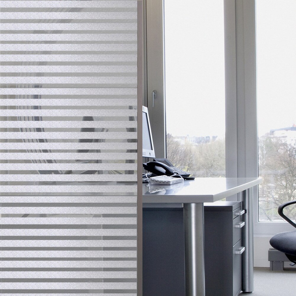 60"x12" Frosted Opaque Glass Window Film Privacy Glass Stickers Home Decor White Narrow Stripe Office