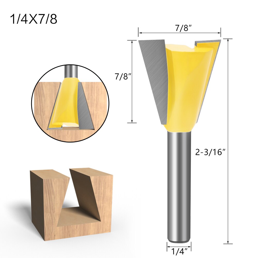 6pcs 6mm Shank 1/4 Dovetail Joint Router Bits Set 14 Degree Woodworking Engraving Bit Milling Cutter for Wood: 6.35X22.2
