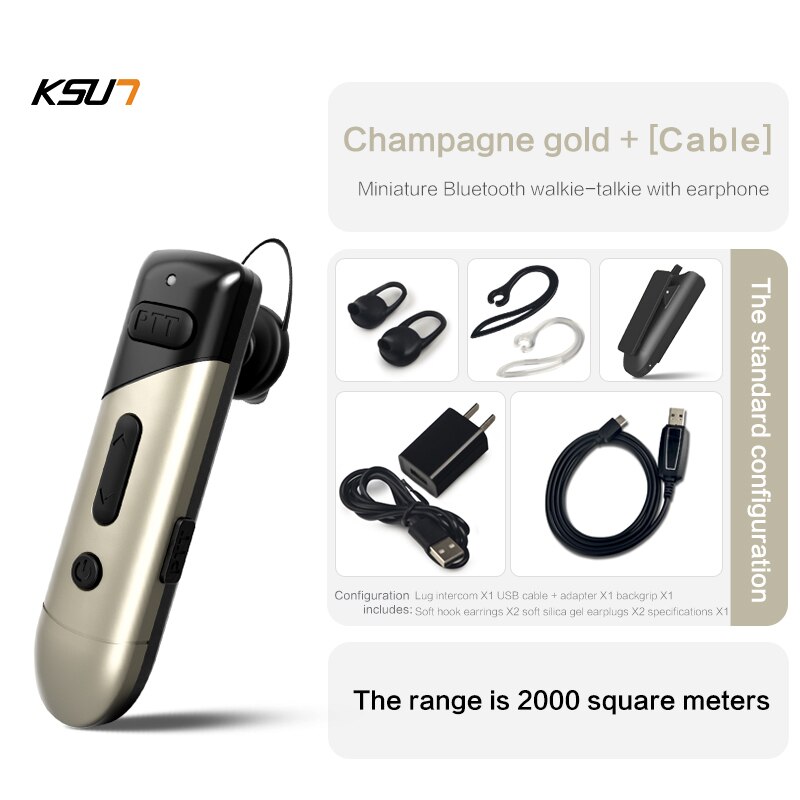 KSUN-walkie-talkie T-V35, inalámbrico por Bluetooth, miniintercomunicador para servicios de Catering de Hotel, miniwalkie Talkie dedicado a la industria: T-V35  Gold-Cable