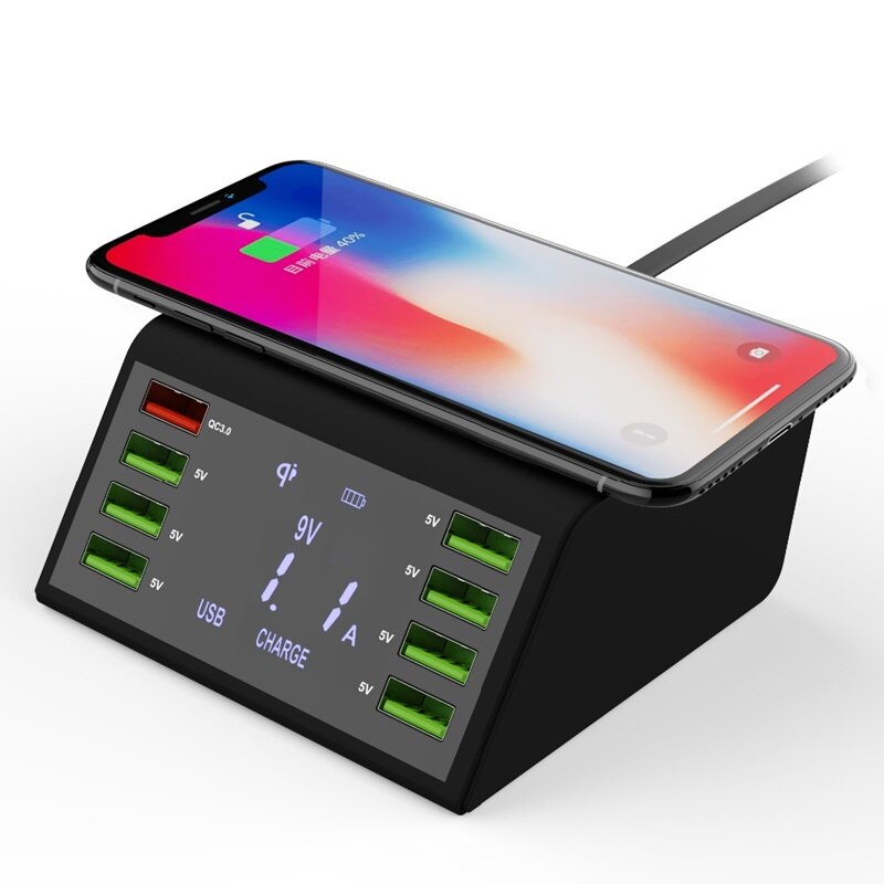 8 ポートusbチーワイヤレス充電器液晶usbチーchargeurサンセリフ急速充電 3.0 急速充電器iphone xrサムスンhuawei社xiaomi