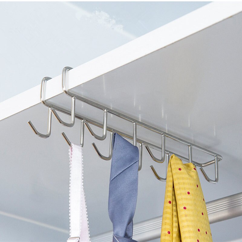 Zilver Multi-Functie Onder De Haak In Rij Hanger Voor Thuis Keukenkast Garderobe