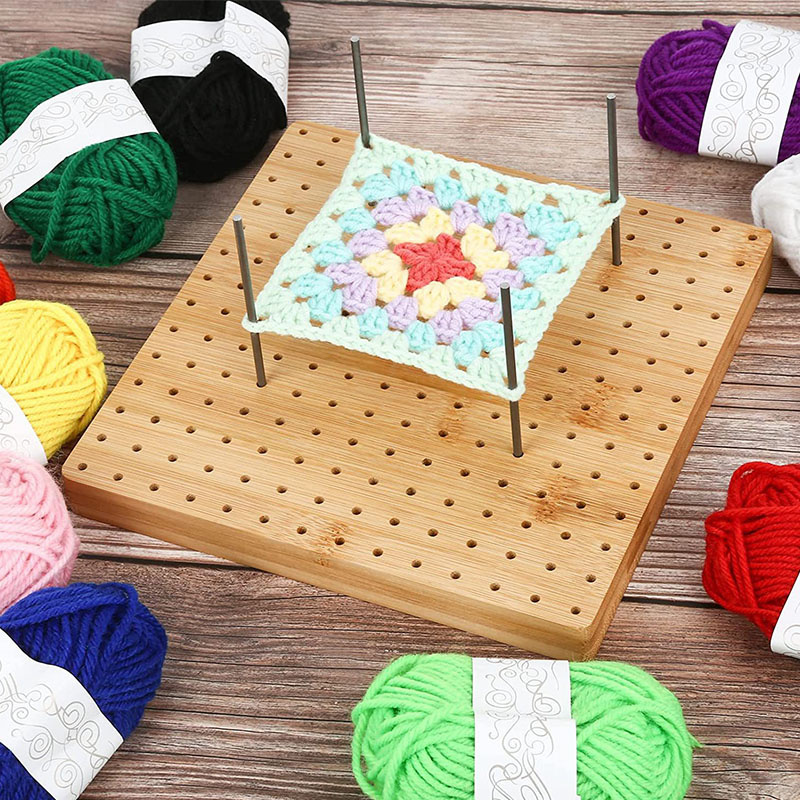 1Set Houten Blokkeerbord Oma Vierkant Gehaakt Bord Crafting Met Blokkeermat Blokkeerbord Voor Breien Gehaakt