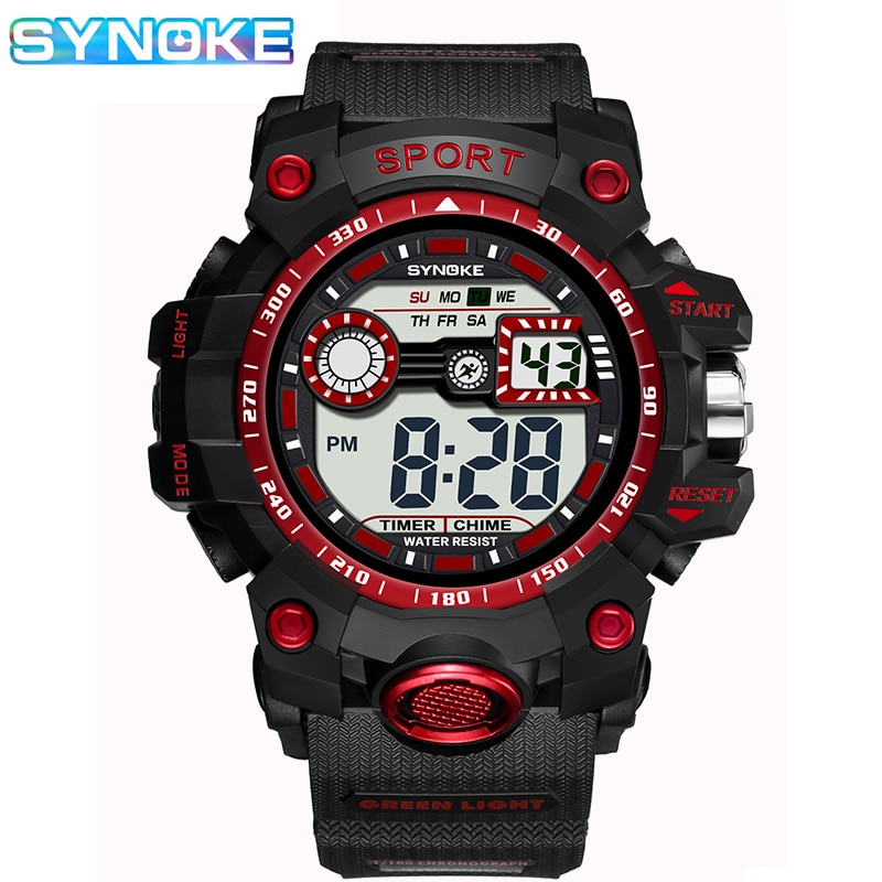 Synoke Mannen Horloges Sport Horloge Outdoor Sport Led Digitale Waterdicht Horloge Dubbele Action Heren Horloges Top Brand Luxe Stopwatch