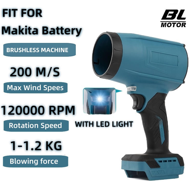Passer til makita 18v batteri, højtydende, voldsom ventilator, børsteløs luftblæser, turboventilator, justerbar hastighed, bladstøver, jetventilator