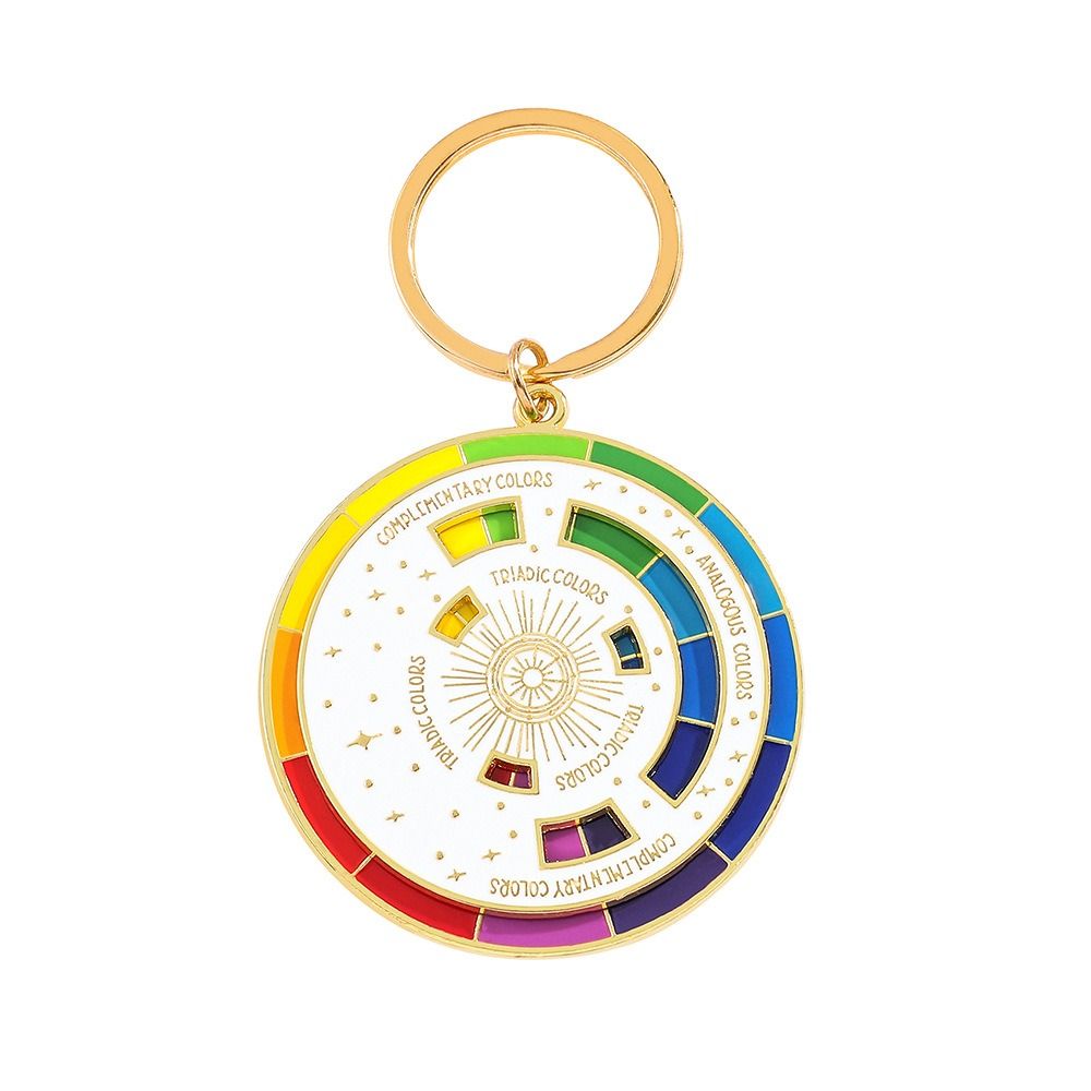 Rotatable Spinning Color Compass Keychain Palette Color Wheel Spinning Compass Metal Pendant Novelty: black