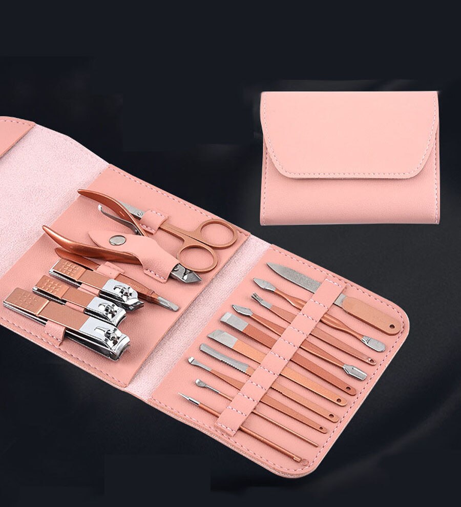 Rose Pink Sharp Nail cutter Pedicure Scissors Set Stainless Steel Eagle Hook Portable Manicure Nail Clippaer Tool Set