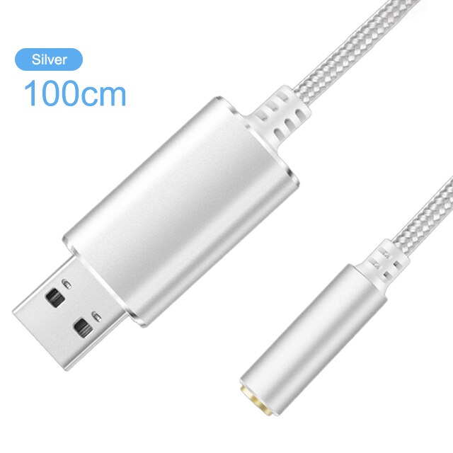 Usb A Naar 3.5Mm Vrouwelijke Audio Adapter Usb Externe Geluidskaart Met 3.5 Jack Hoofdtelefoon Microfoon Voor PS5 4 pc Laptop Hoofdtelefoon Aux: 1m Silver