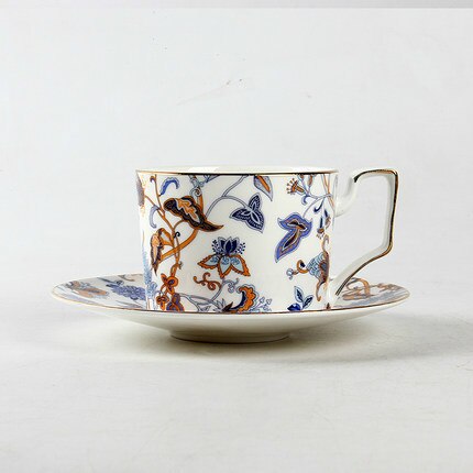 Europæisk ben kina kaffekop underkop sæt duftende te keramik copo tazas bardak kahve fincan takimlari tasse: Blå