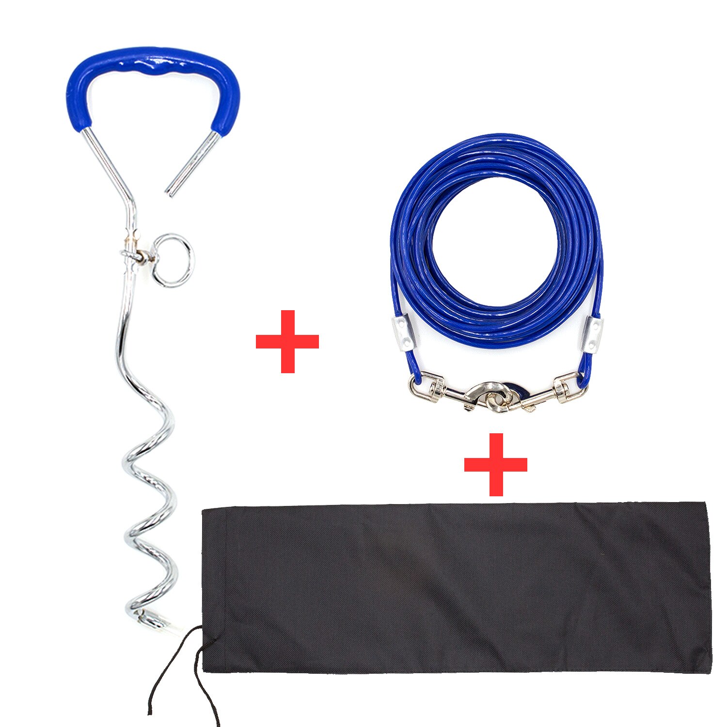 Steel Basics Tie-Out Cable and Fixed Pile Sets for Dogs Outdoor Thick Steel Wire Rope Belt for Large Dogs Training Chain Leashes: Blue / 6mm X 5M