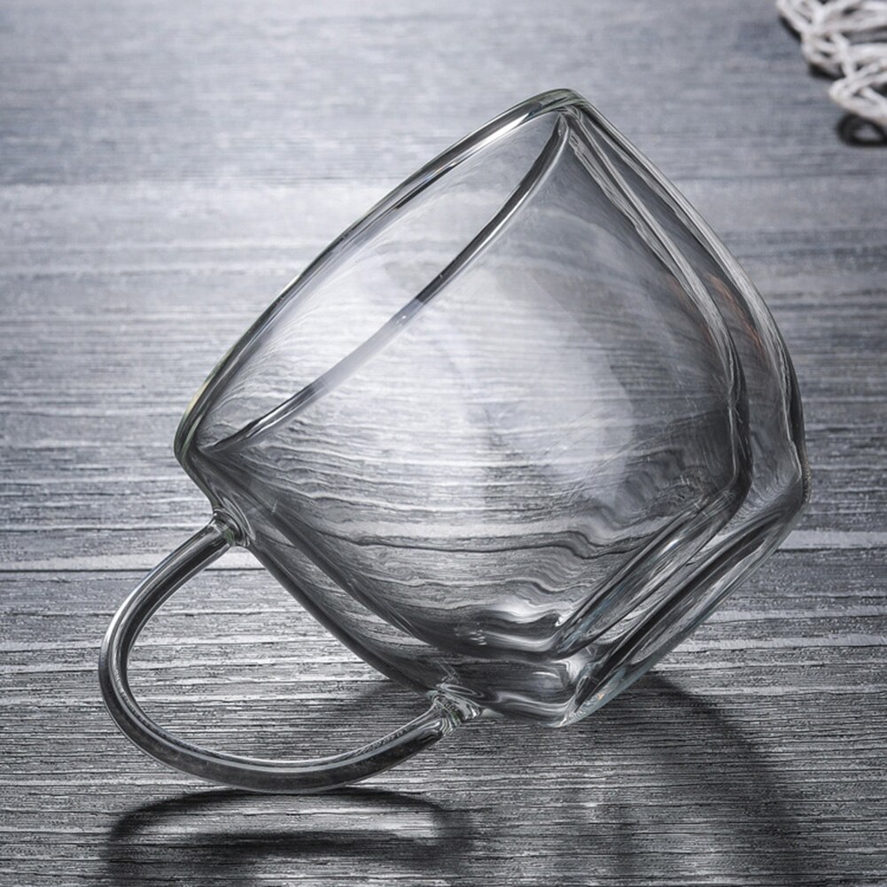 150ml dobbel vegg glass kopp varmebestandig te kaffe krus med håndtak bærbar gjennomsiktig øl krus whisky glass kopp