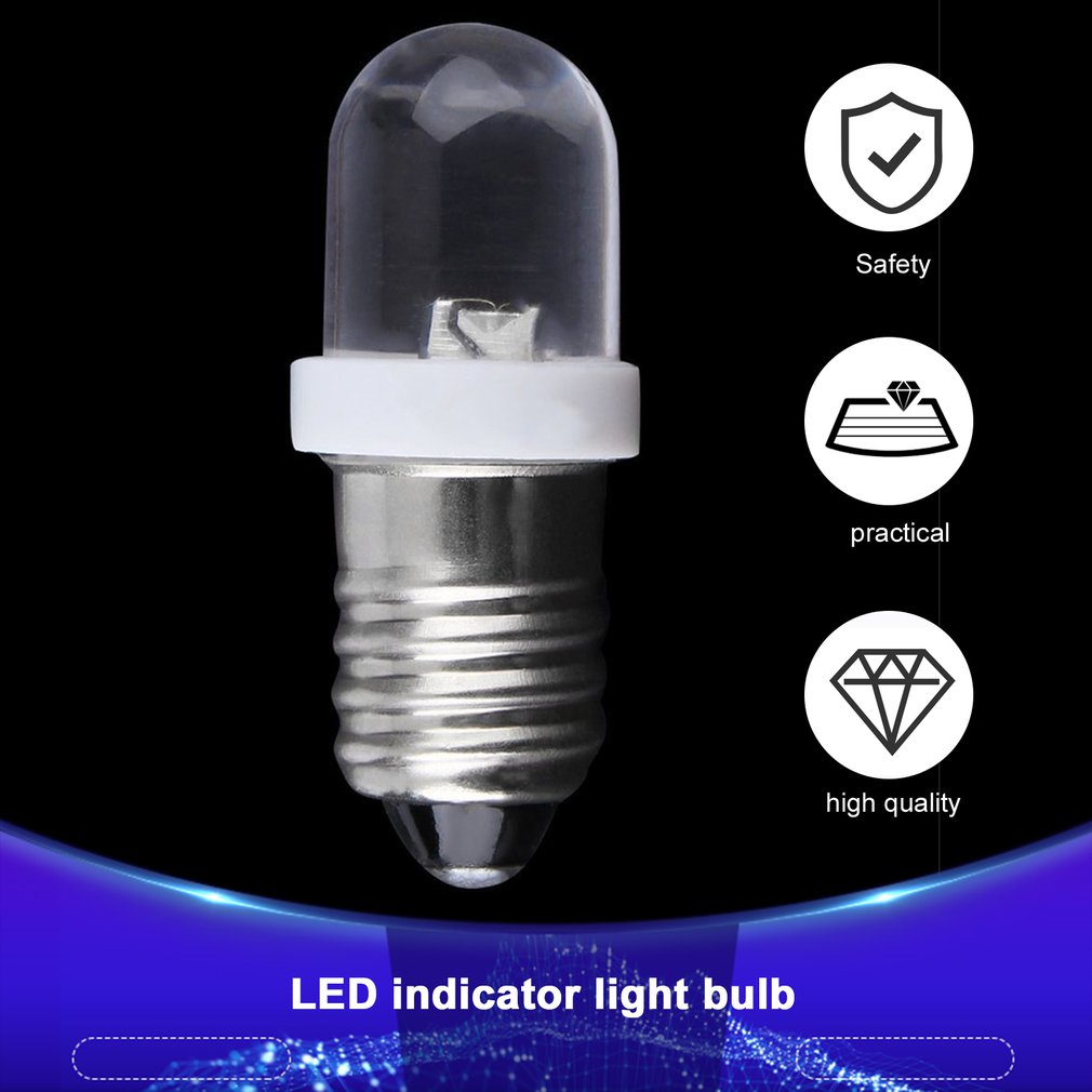 Durevole E10 LED lampadina indicatore Base a vite bianco freddo 6V DC lampadina ad alta luminosità lampadina bianco freddo