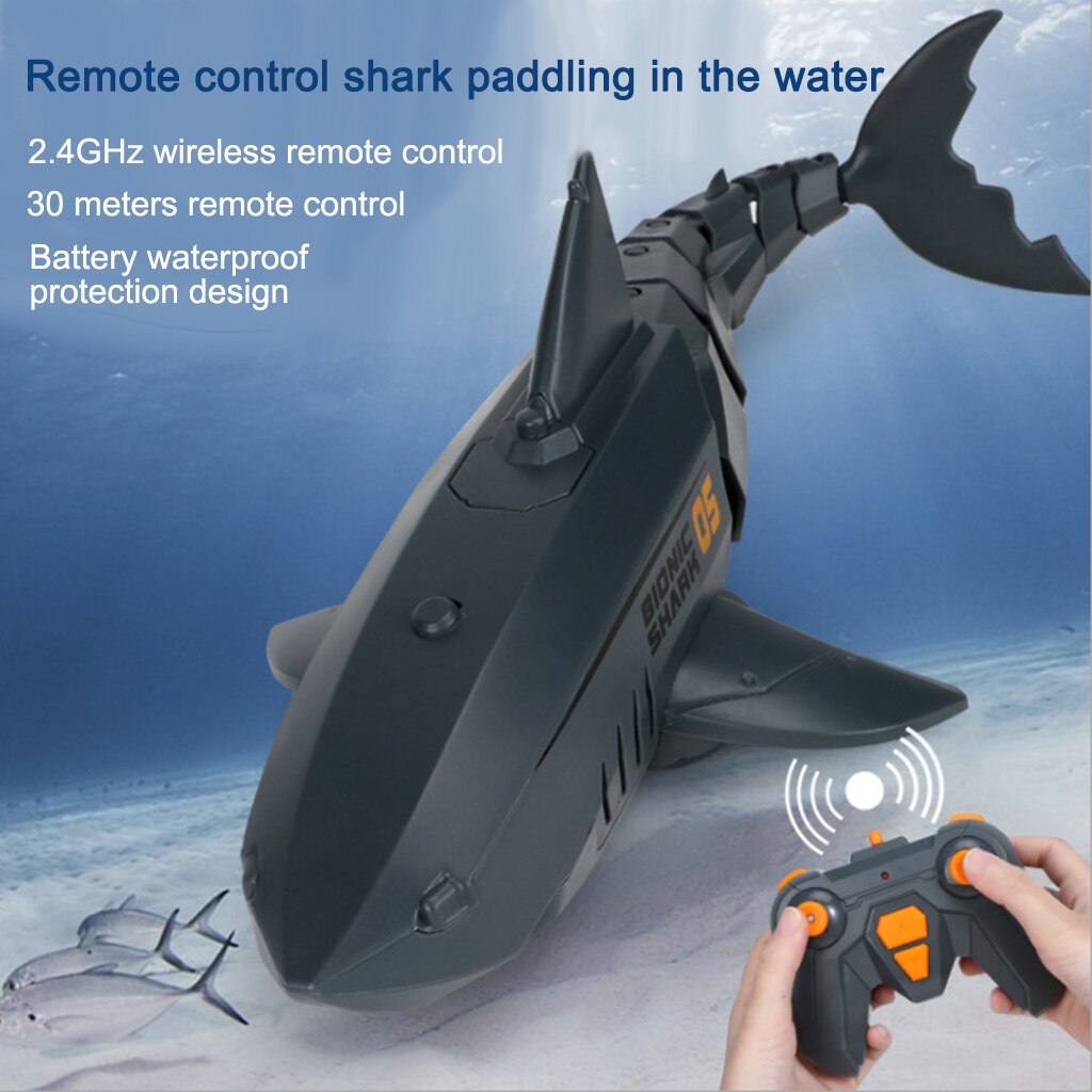 RC Shark Toys Electric Waterproof Shark Toys for Pond Pool Party Decor Black