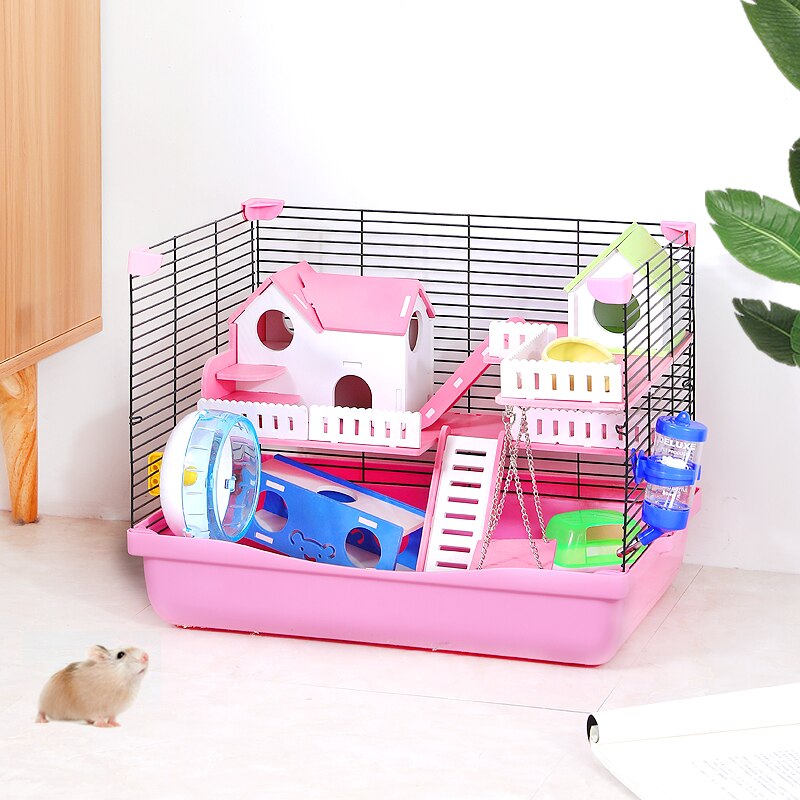 Productos para mascotas, jaula de viaje Universal lavable para hámster, oso dorado para las cuatro estaciones, gran espacio, Villa de Triple capa hecha de madera