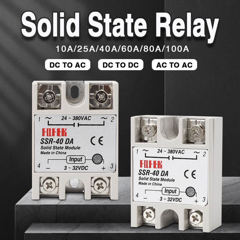 Relé de estado sólido 10A SSR 25A 40A salida 3-32VDC 24-480VAC 220V monofásico CC a CA 40A relé SSR disipador de calor SSR 40DA