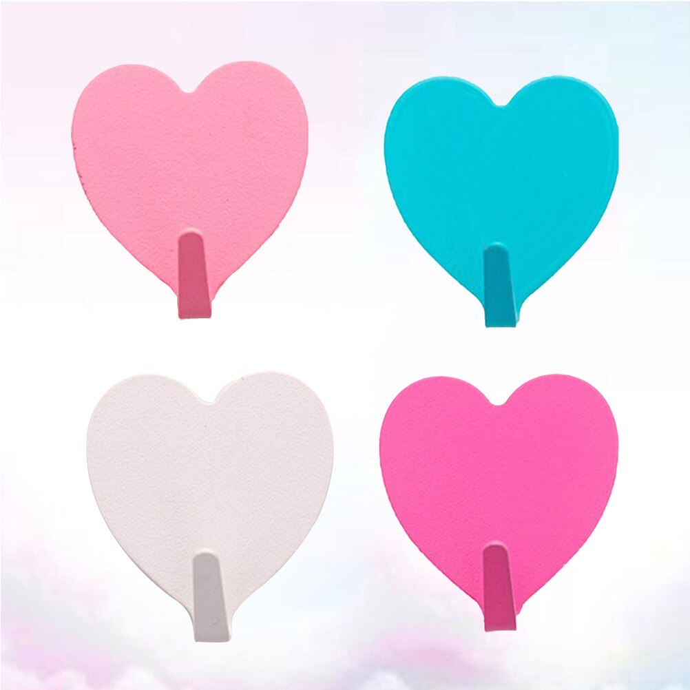 Gancho de pared para puerta de habitación de niños, adhesivo romántico en forma de corazón de hierro, limpieza de cocina, 4 Uds.