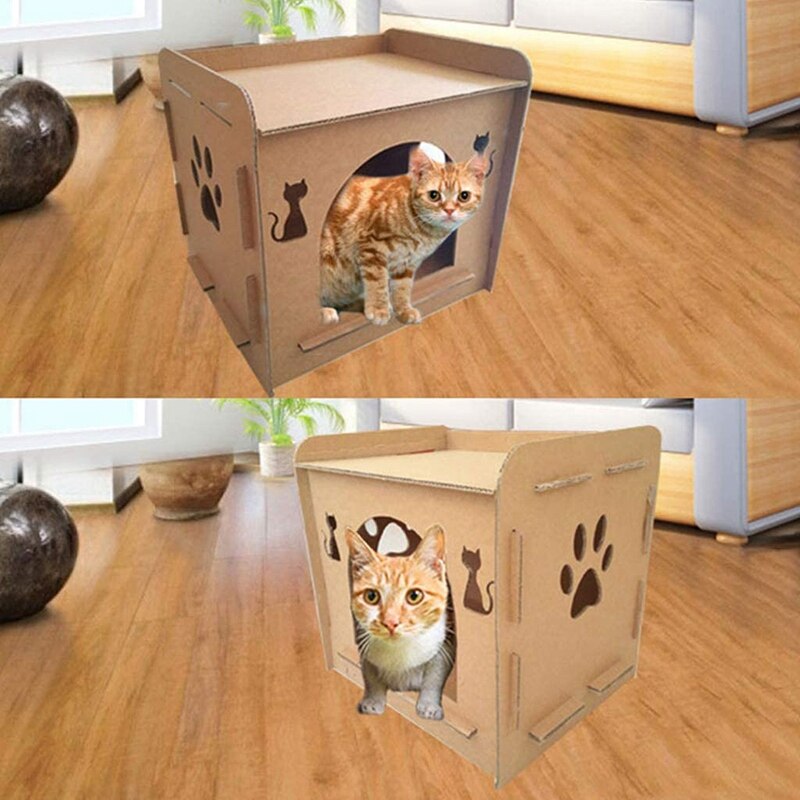 Casa de gato gatito en forma de casa nido cartón corrugado cama gato cosquillas