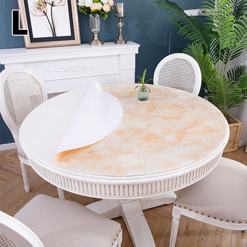 Dia 60cm Round PVC Waterproof Tablecloth Plastic Oilproof Table Cloth Soft No-wash Table Cloth For Home Kitchen Decor: L