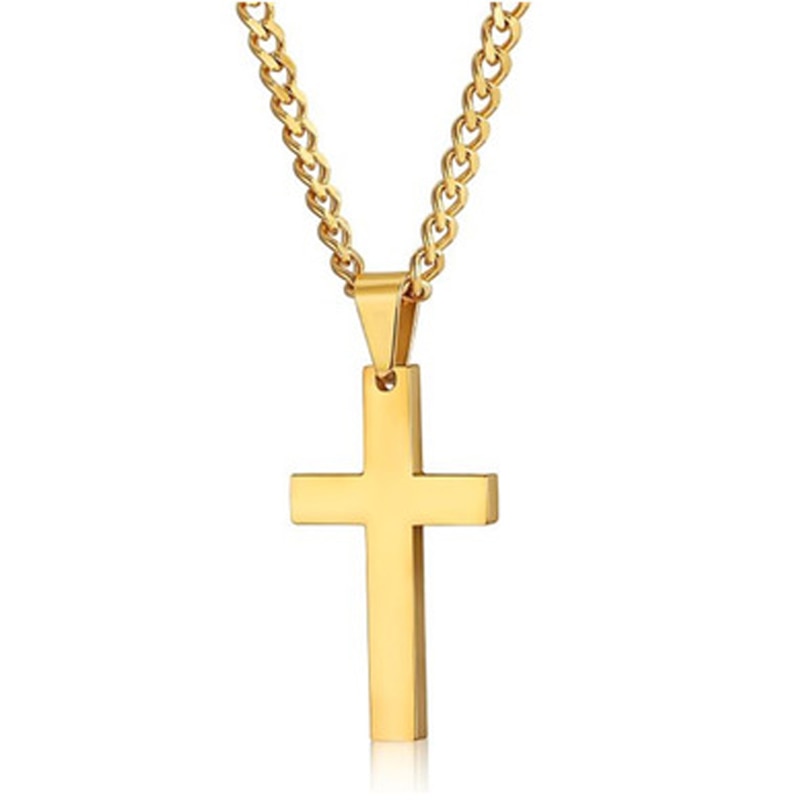 Cross Kettingen Voor Mannen Roestvrij Staal Gouden Kleur Mannelijke Hanger Kettingen Gebed Sieraden Vriend