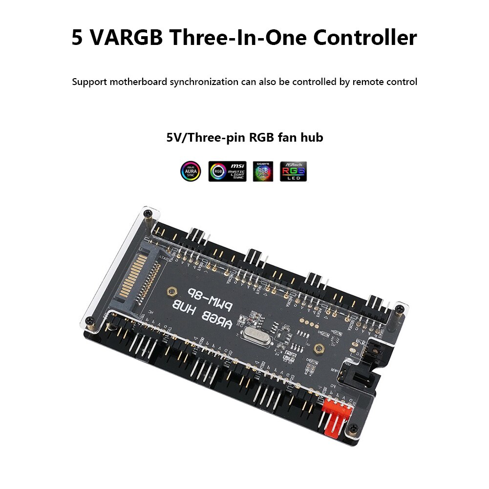 PWM LED Controller PC Fan Hub RGB fans 5V 3 Pin ARGB Cooling AURA Splitter Adapter small 4pin temperature AURA controller