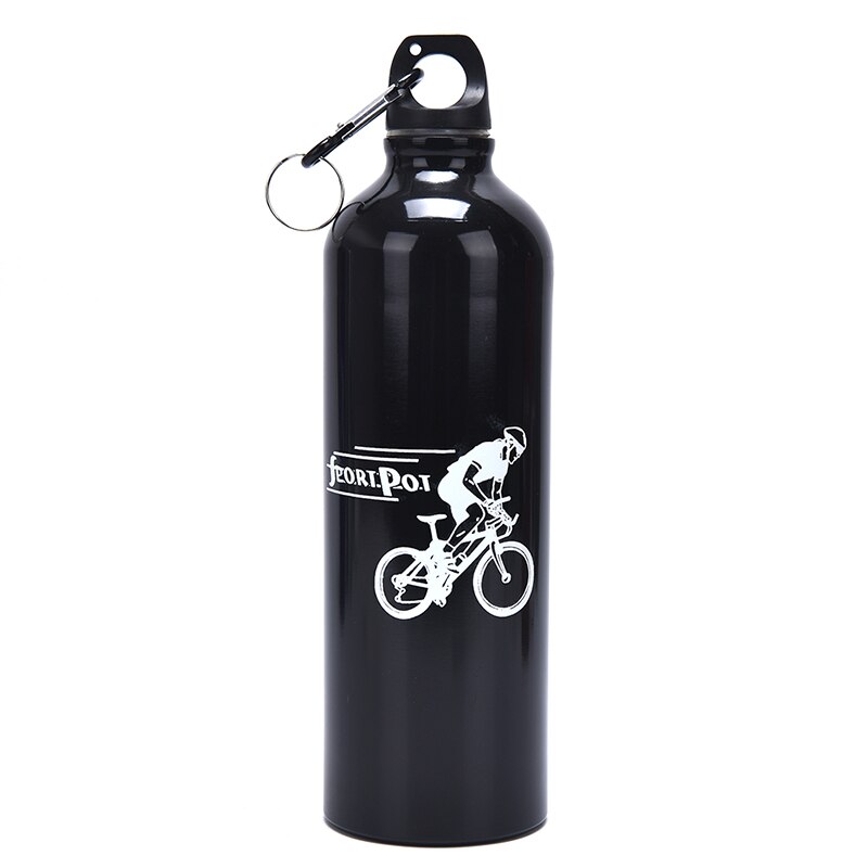 750ml Water Bottle Aluminum Alloy Sports Water Bottles Cycling Camping Bicycle Bike Kettle Outdoor Riding Sports Kettle: Black