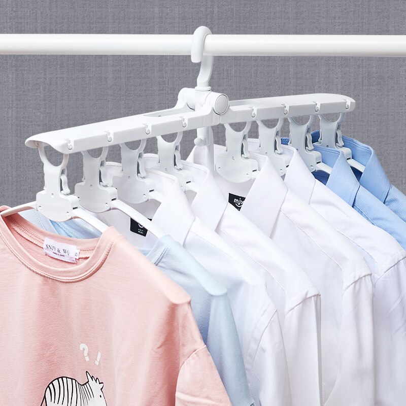 Multi-functional Plastic Foldable Clothes Hanger 8 In 1 Space-saving Wardrobe Rack Children Baby