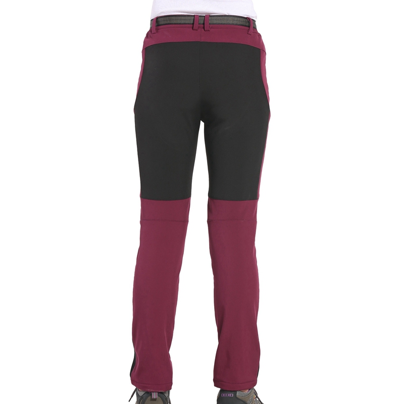 Winter Women Hiking Pants Outdoor Softshell Trousers Waterproof Windproof for Camping Ski Climbing Maroon