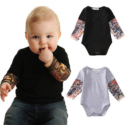 Newborn Toddler Kids Baby Boy Romper Jumpsuit Little Boys Rompers Long sleeve Tattoo printing Baby girl boys clothing Outfits
