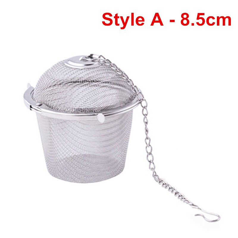 Stainless Steel Teakettle Locking Tea Filter Reusable Spice Seasoning Ball Mesh Herbal Ball Tea Coffee Strainer Infuser Tools: A (8.5cm)